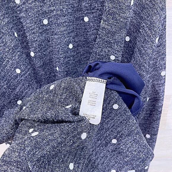 LE LIS Hacci Knit Polka Dot Dress Blue White 3/4 Sleeve Stretch Womens Medium - Picture 6 of 6